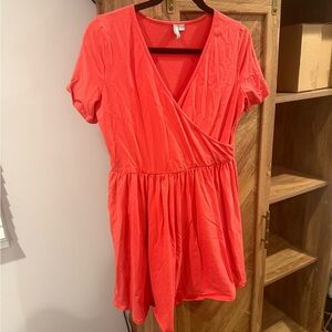 ASOS Bright Coral V-Neck Dress